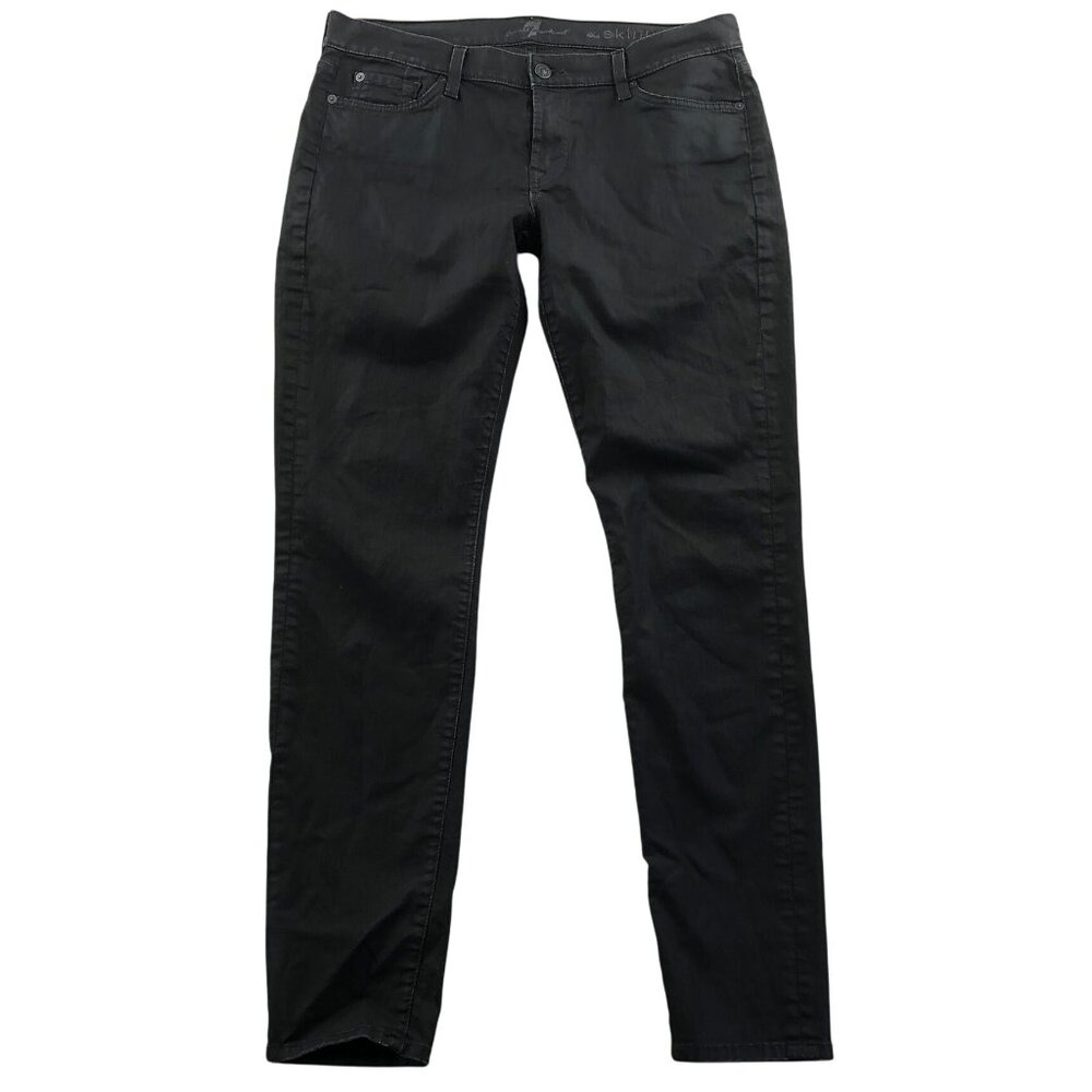 NWT 7 For All Mankind Mens Jeans 34x30 Measured Black Slim Fit Stretch Skinny